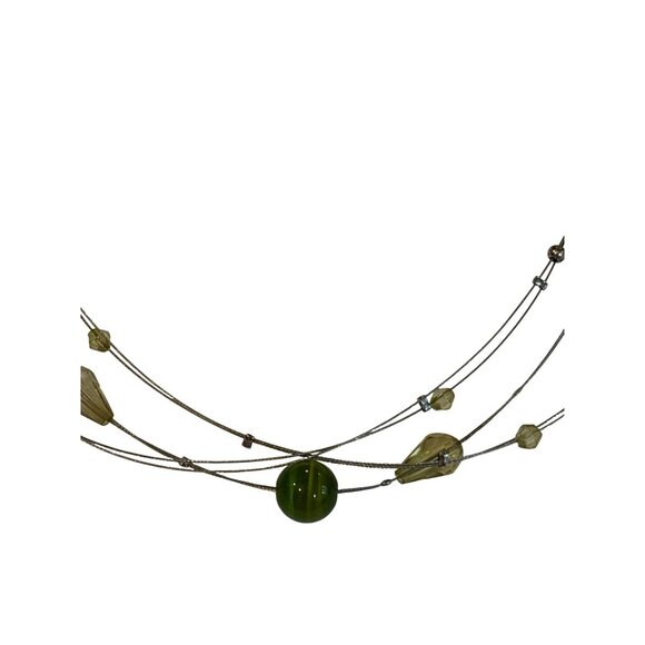 Green Cat's Eye Beaded Multi-Strand Necklace 15 - 17 inches Long - Picture 4 of 8